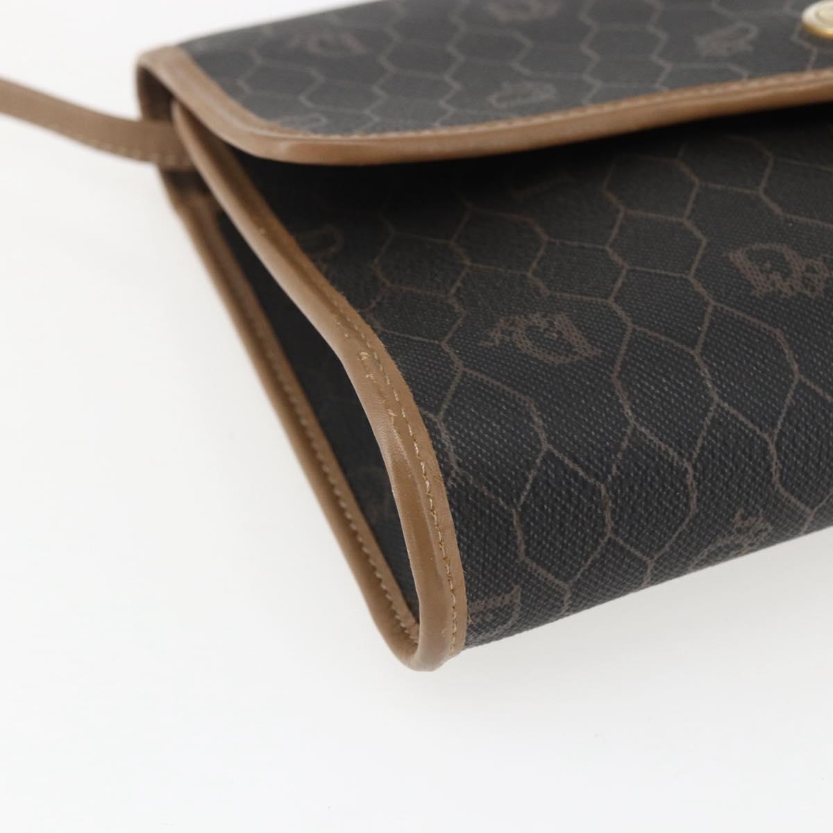 Christian Dior Honeycomb Canvas Shoulder Bag PVC Black Gold Auth fm5132