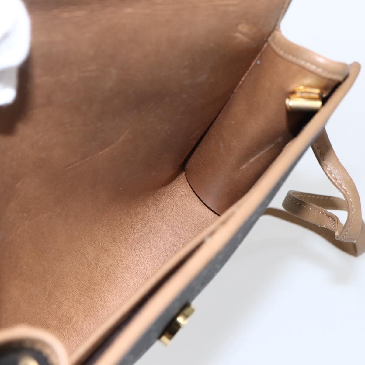 Christian Dior Honeycomb Canvas Shoulder Bag PVC Black Gold Auth fm5132