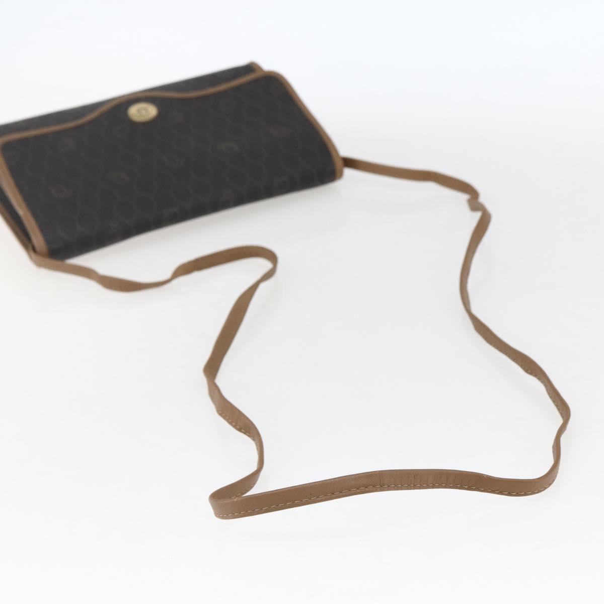 Christian Dior Honeycomb Canvas Shoulder Bag PVC Black Gold Auth fm5132