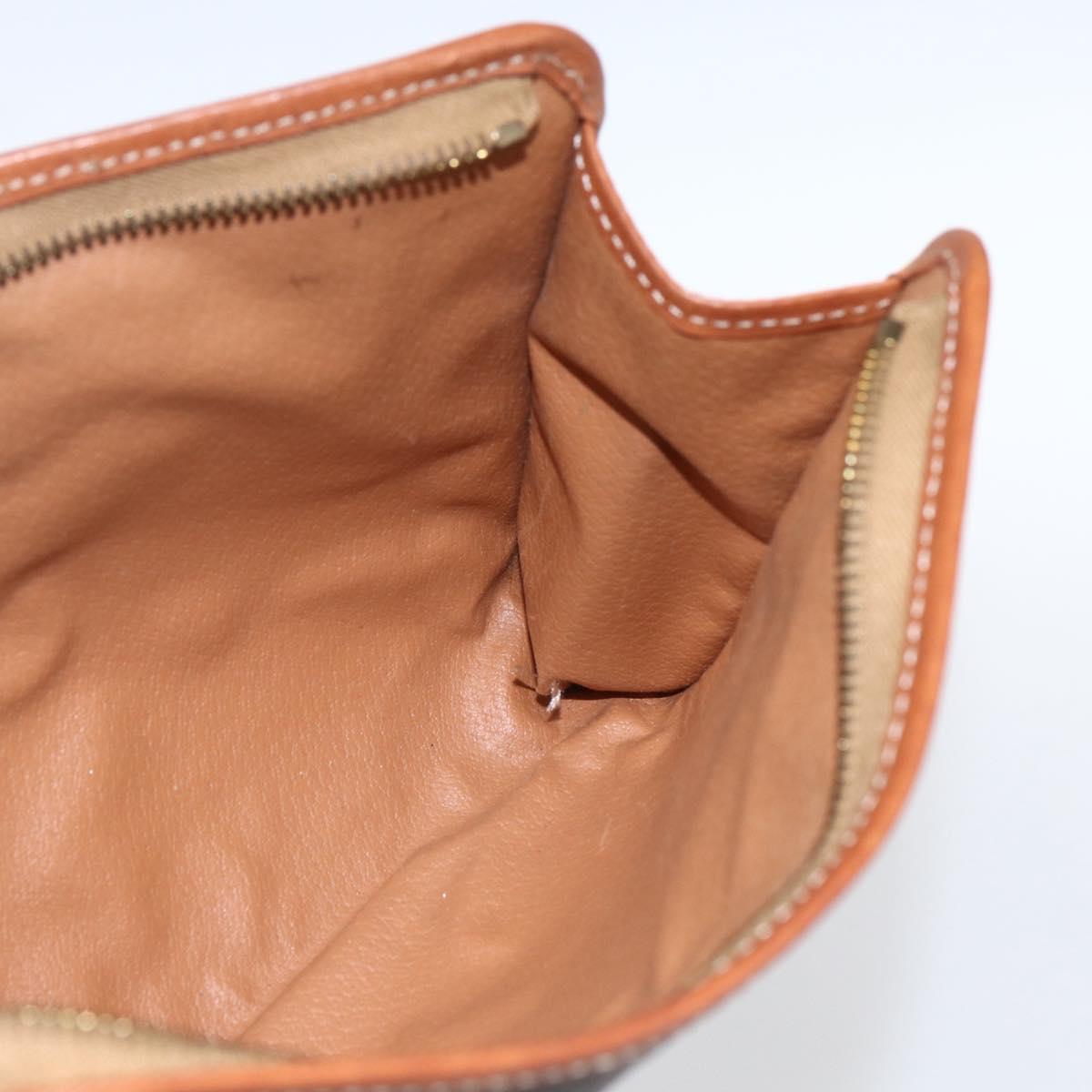 CELINE Macadam Canvas Clutch Bag PVC Leather Brown Gold Auth fm5133