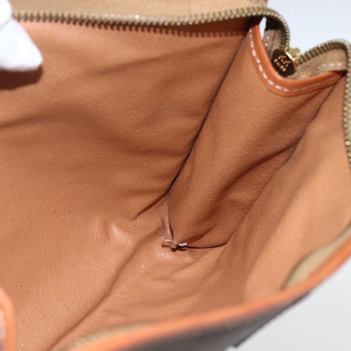 CELINE Macadam Canvas Clutch Bag PVC Leather Brown Gold Auth fm5133