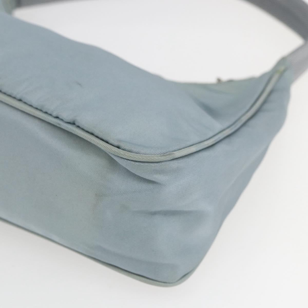 PRADA Hand Pouch Nylon Baby Blue Silver Auth fm5138