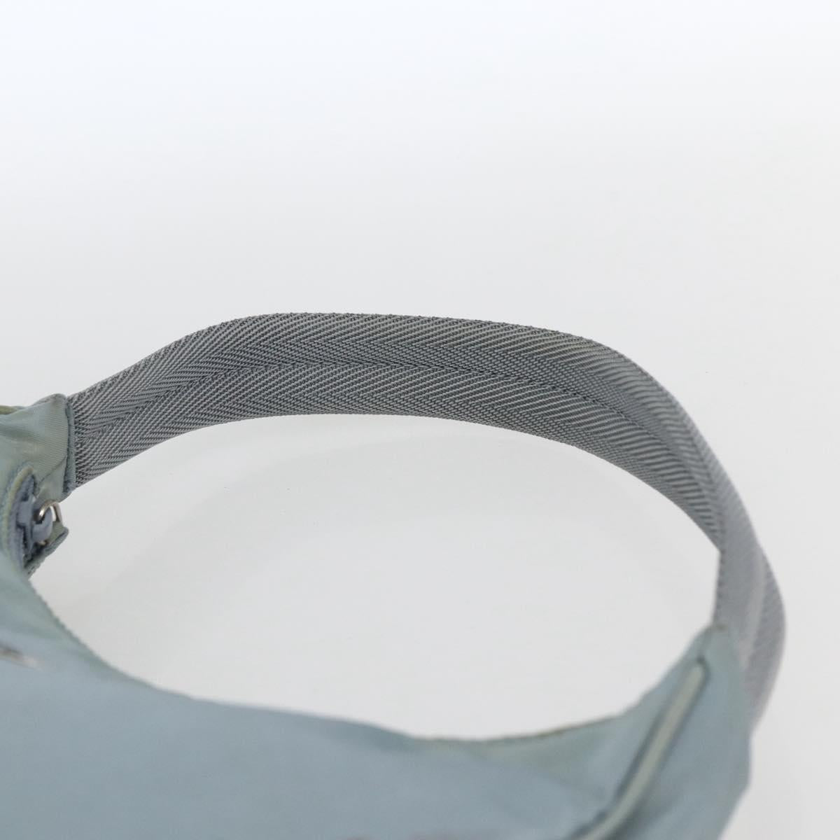 PRADA Hand Pouch Nylon Baby Blue Silver Auth fm5138