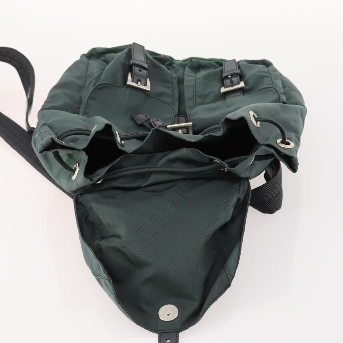 PRADA Backpack Nylon Green Silver Auth fm5140