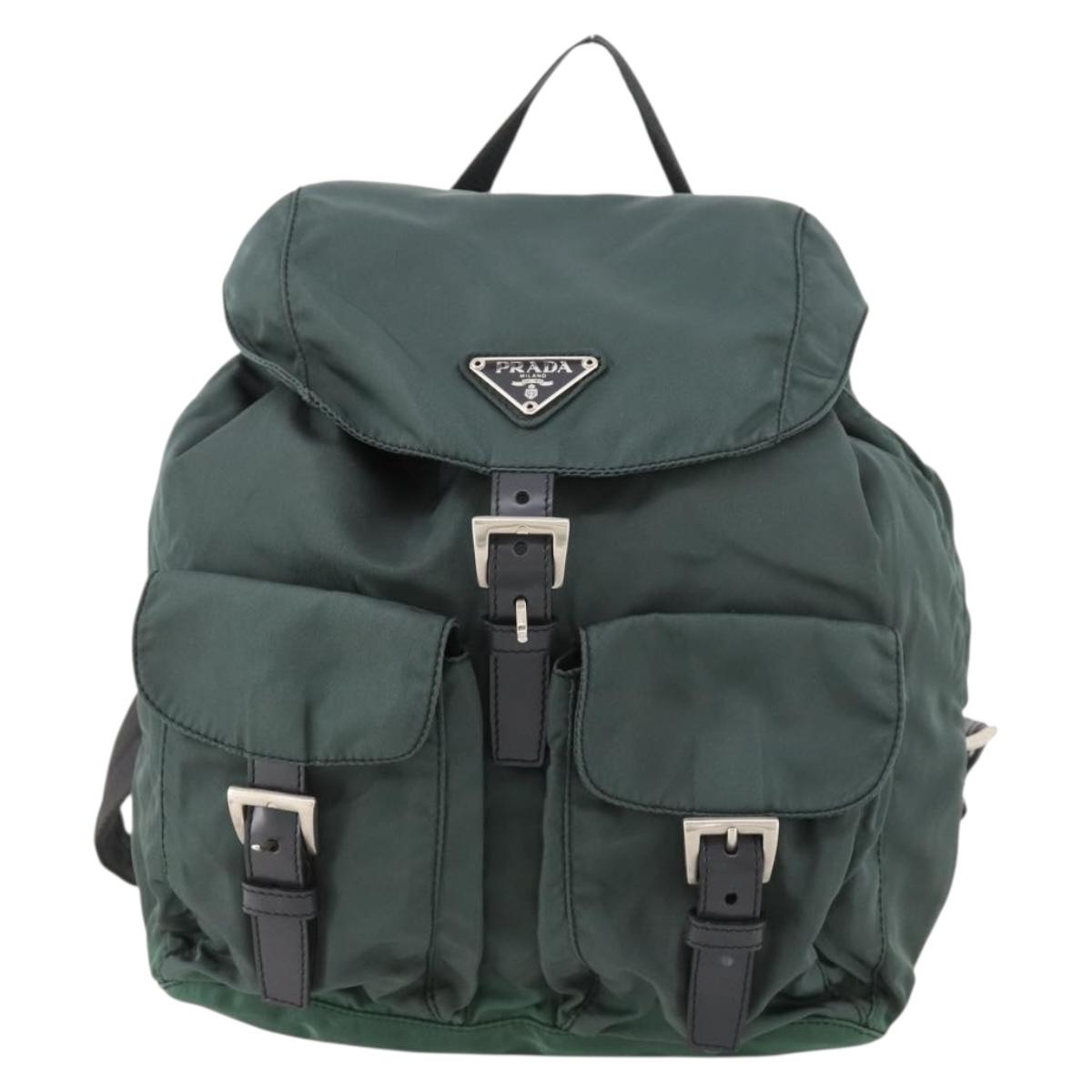 PRADA Backpack Nylon Green Silver Auth fm5140