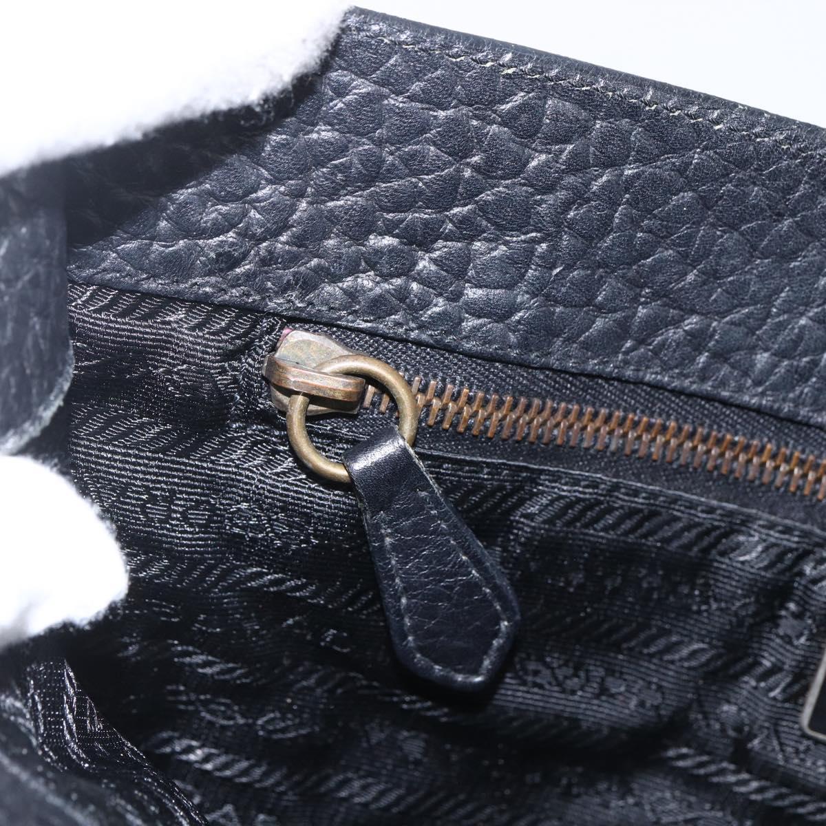 PRADA Tote Bag Nylon Leather Black Gold Auth fm5143