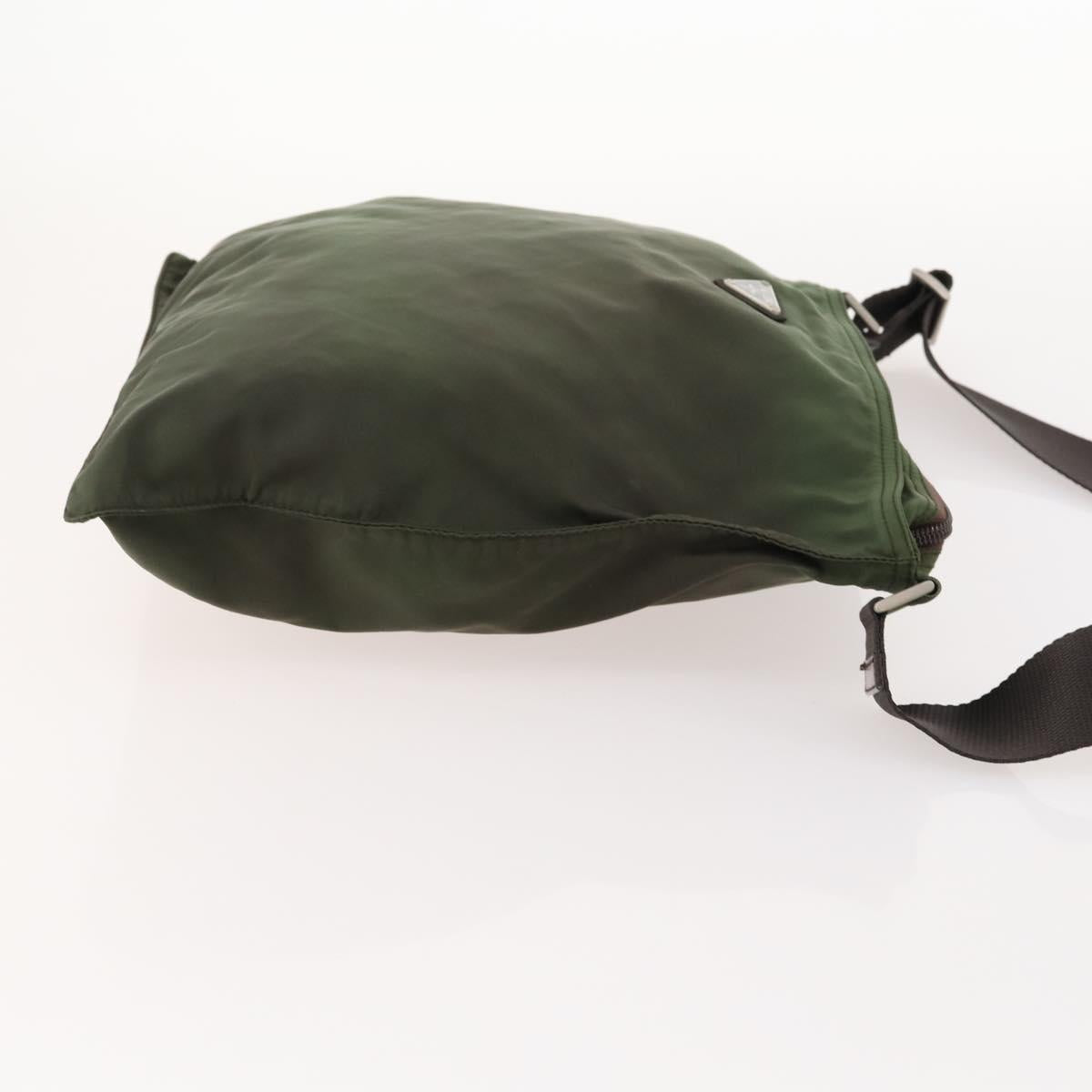PRADA Shoulder Bag Nylon Green Silver Auth fm5146