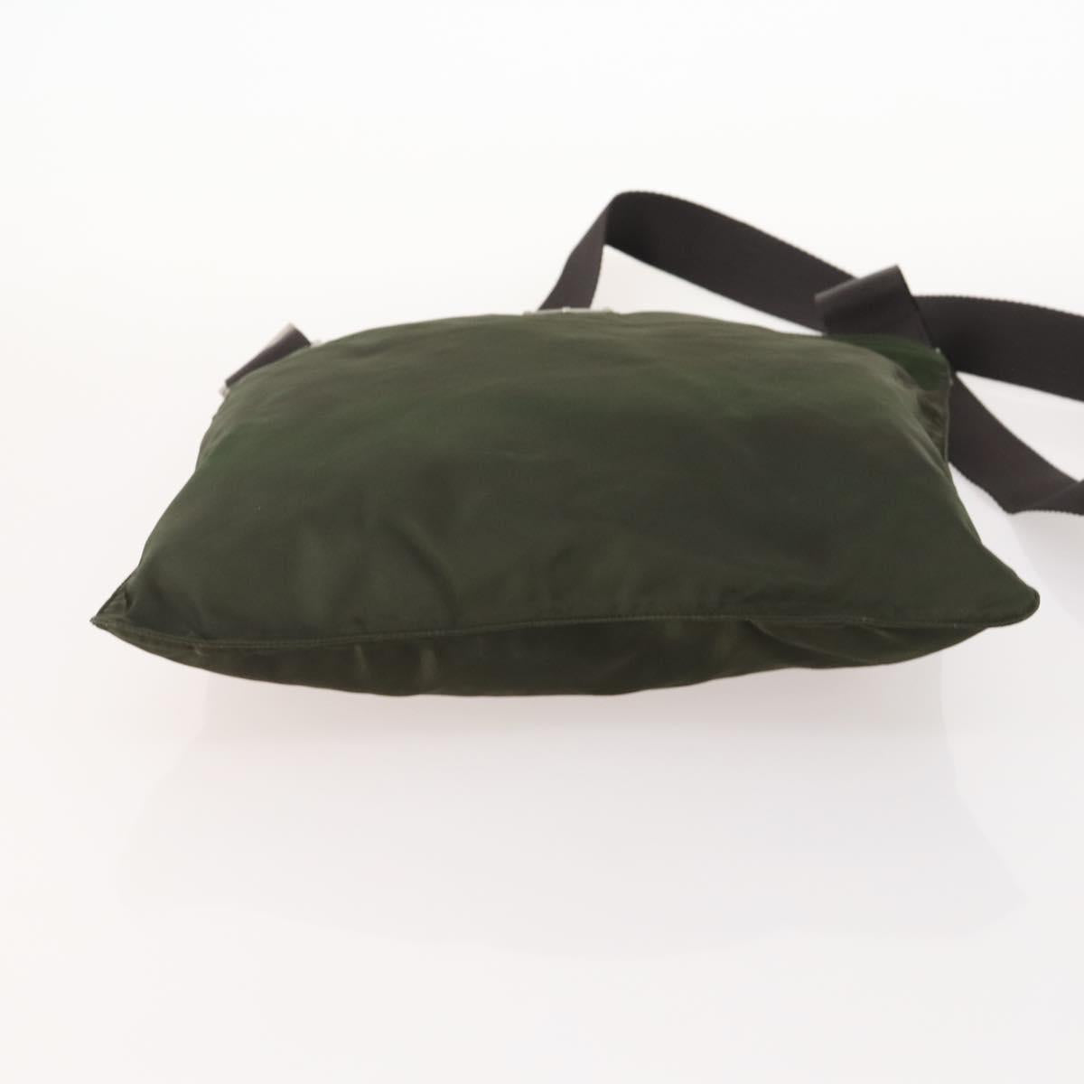 PRADA Shoulder Bag Nylon Green Silver Auth fm5146