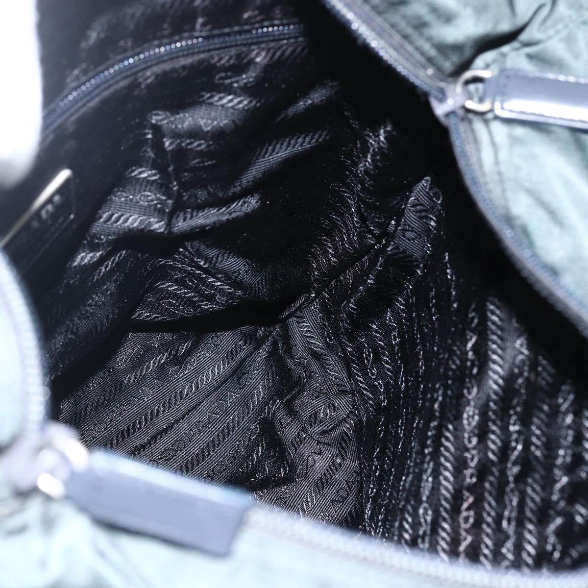 PRADA Tote Bag Nylon Green Silver Auth fm5147