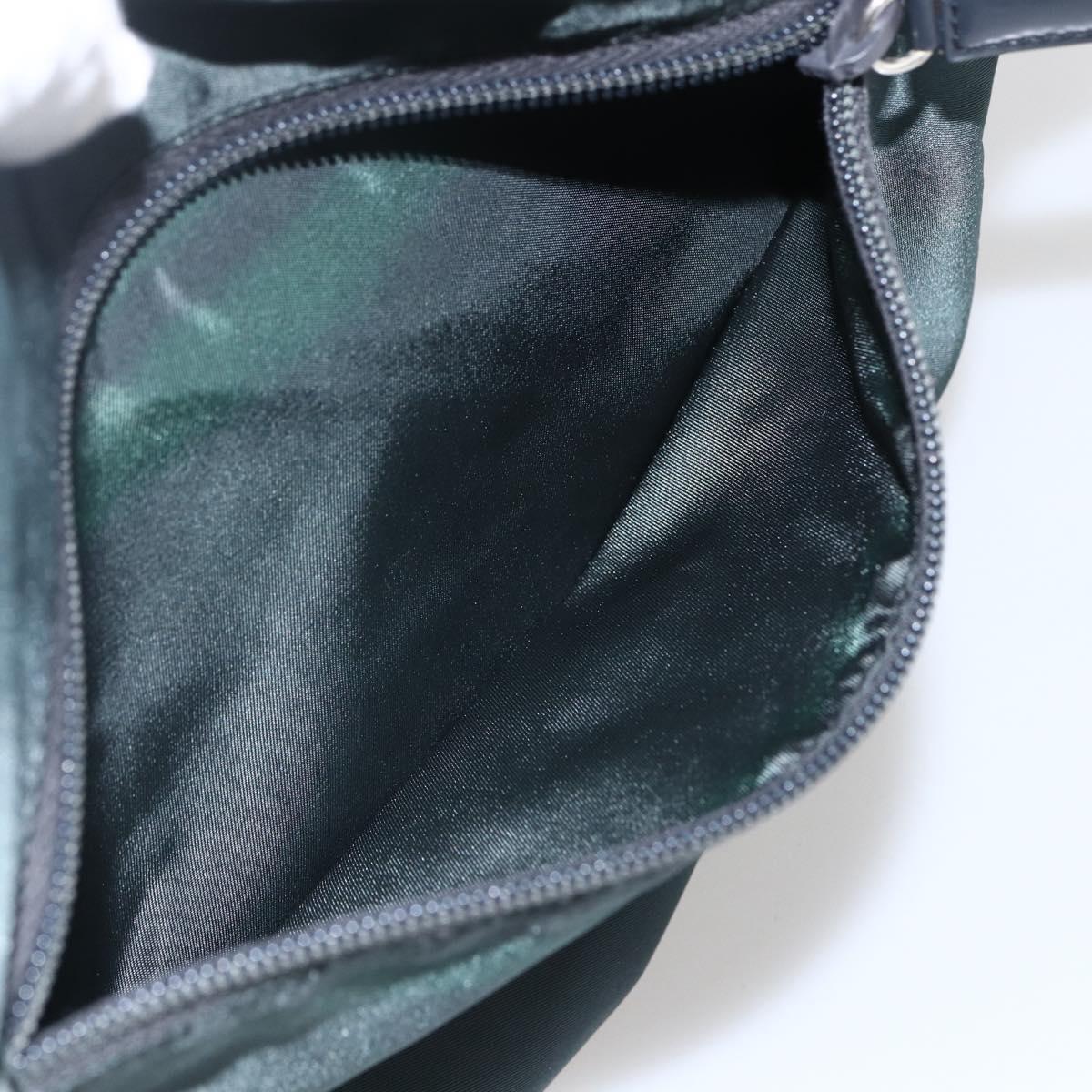 PRADA Tote Bag Nylon Green Silver Auth fm5147