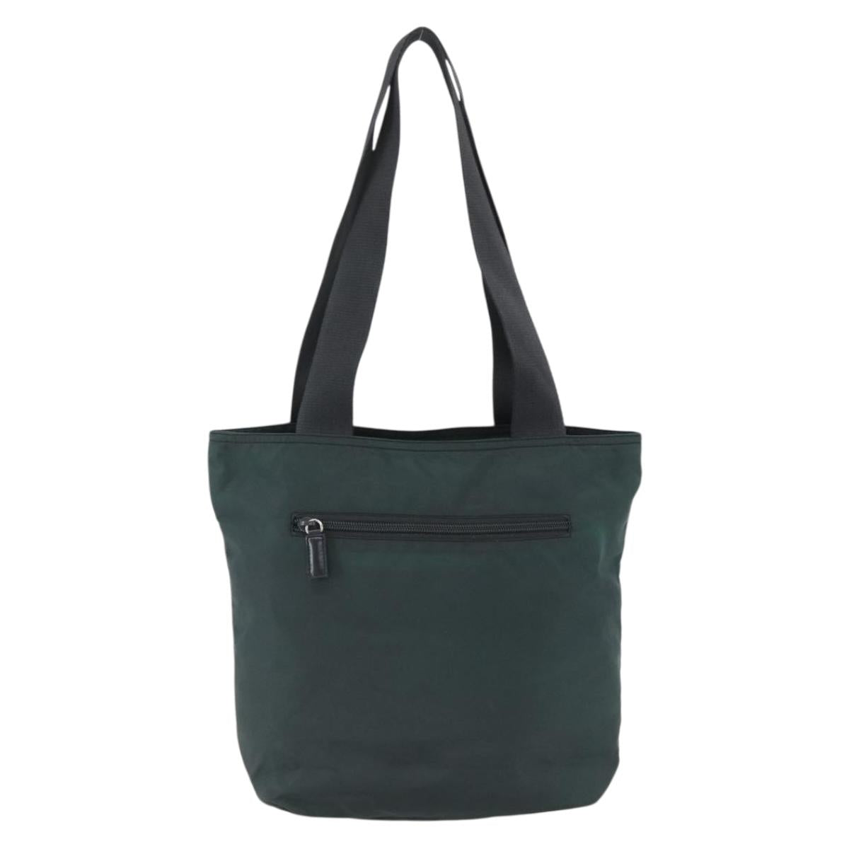 PRADA Tote Bag Nylon Green Silver Auth fm5147