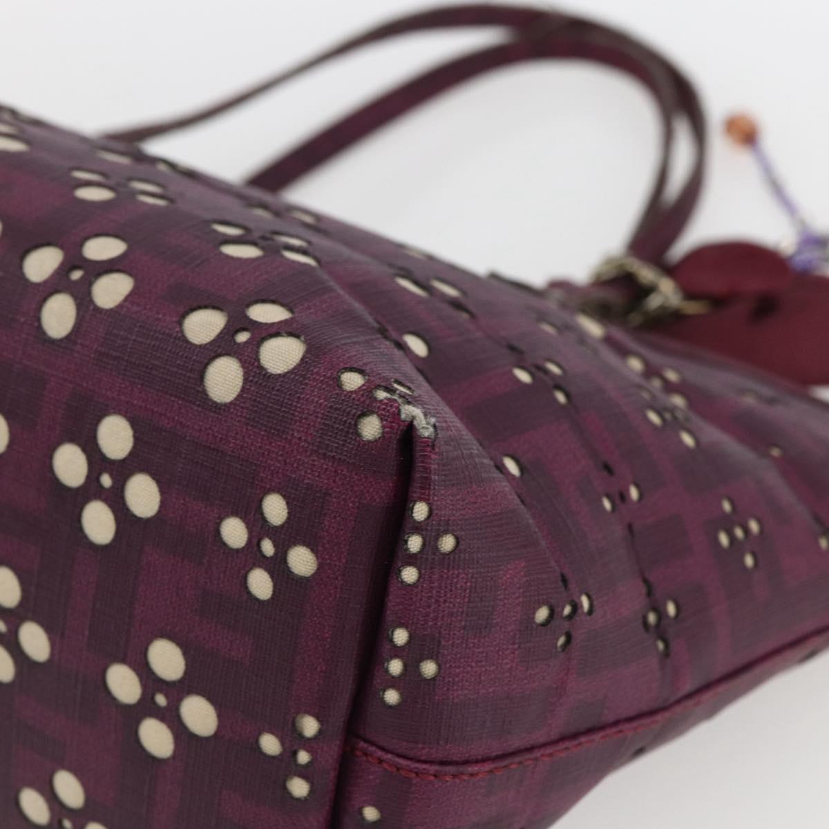 FENDI Zucca Canvas Hand Bag PVC Purple gold Auth fm5149