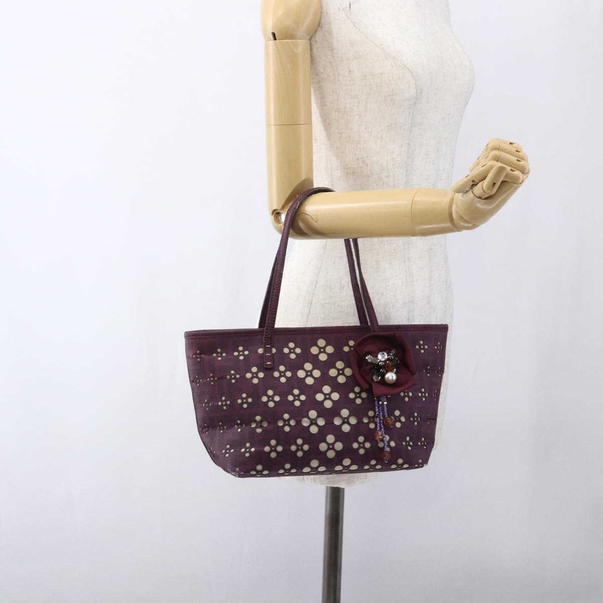 FENDI Zucca Canvas Hand Bag PVC Purple gold Auth fm5149