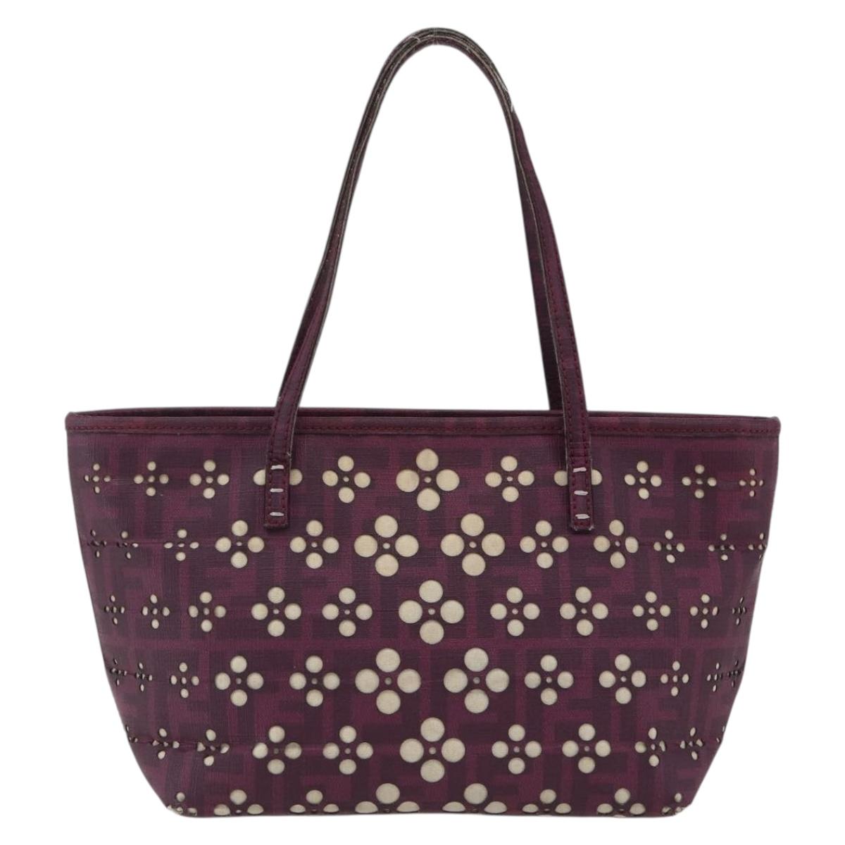 FENDI Zucca Canvas Hand Bag PVC Purple gold Auth fm5149