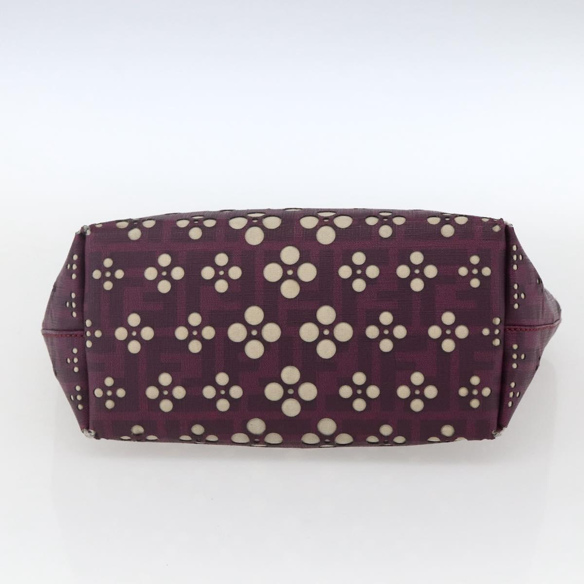 FENDI Zucca Canvas Hand Bag PVC Purple gold Auth fm5149