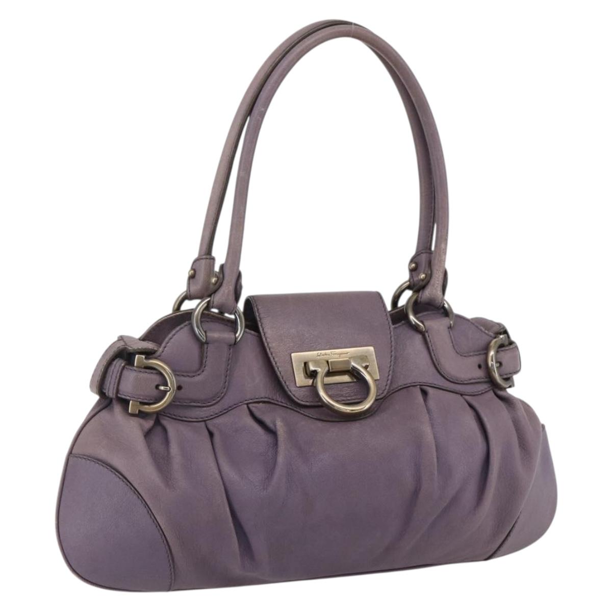 Salvatore Ferragamo Gancini Tote Bag Leather Purple Auth fm5151