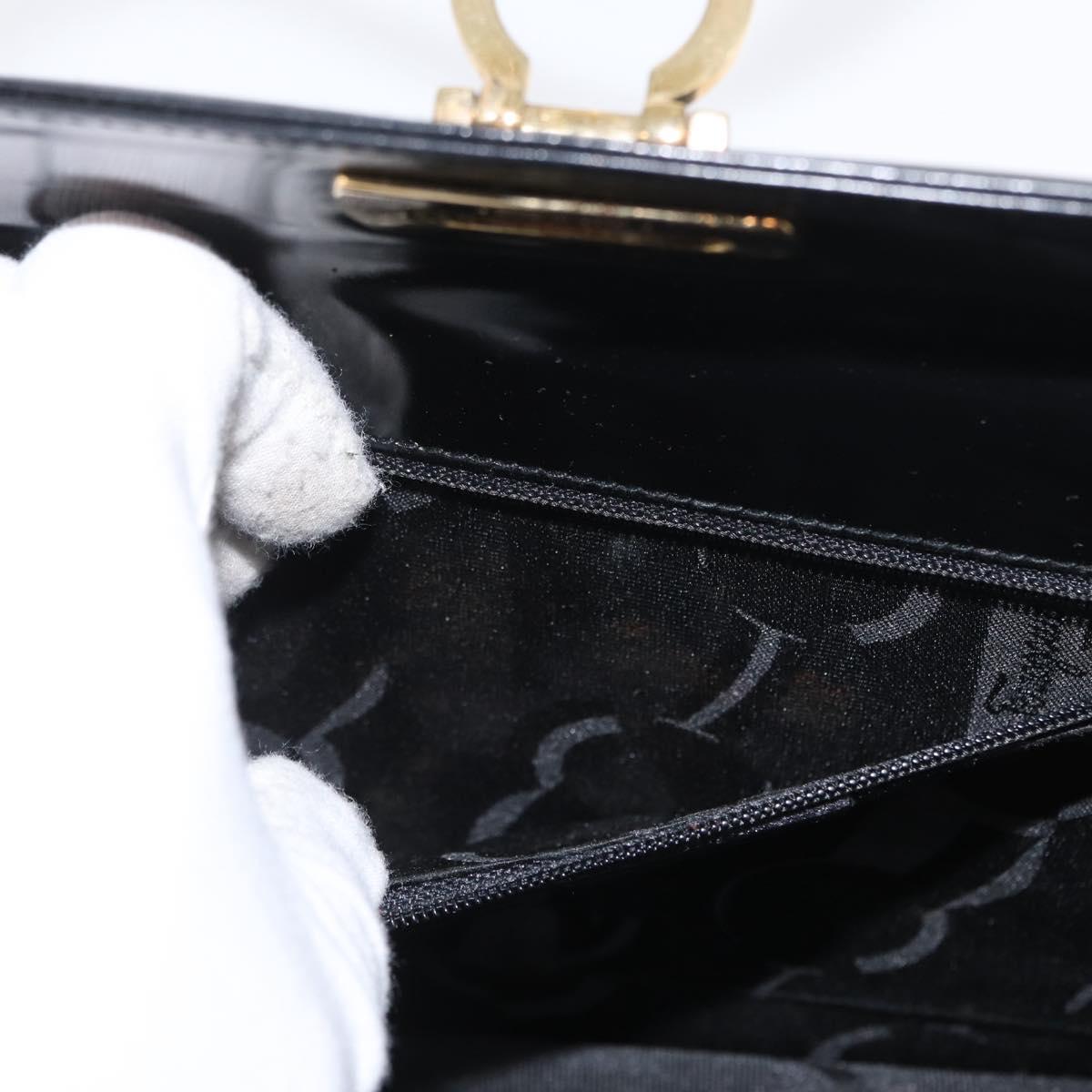 Salvatore Ferragamo Gancini Tote Bag Leather Black Gold Auth fm5152