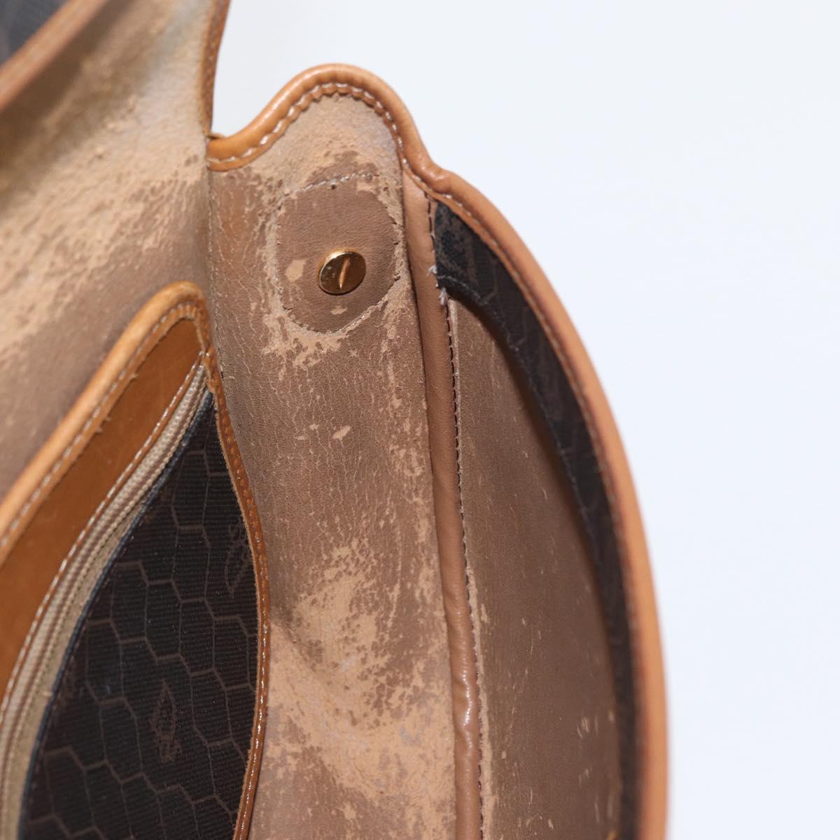 Christian Dior Honeycomb Canvas Shoulder Bag PVC Black Gold Auth fm5155