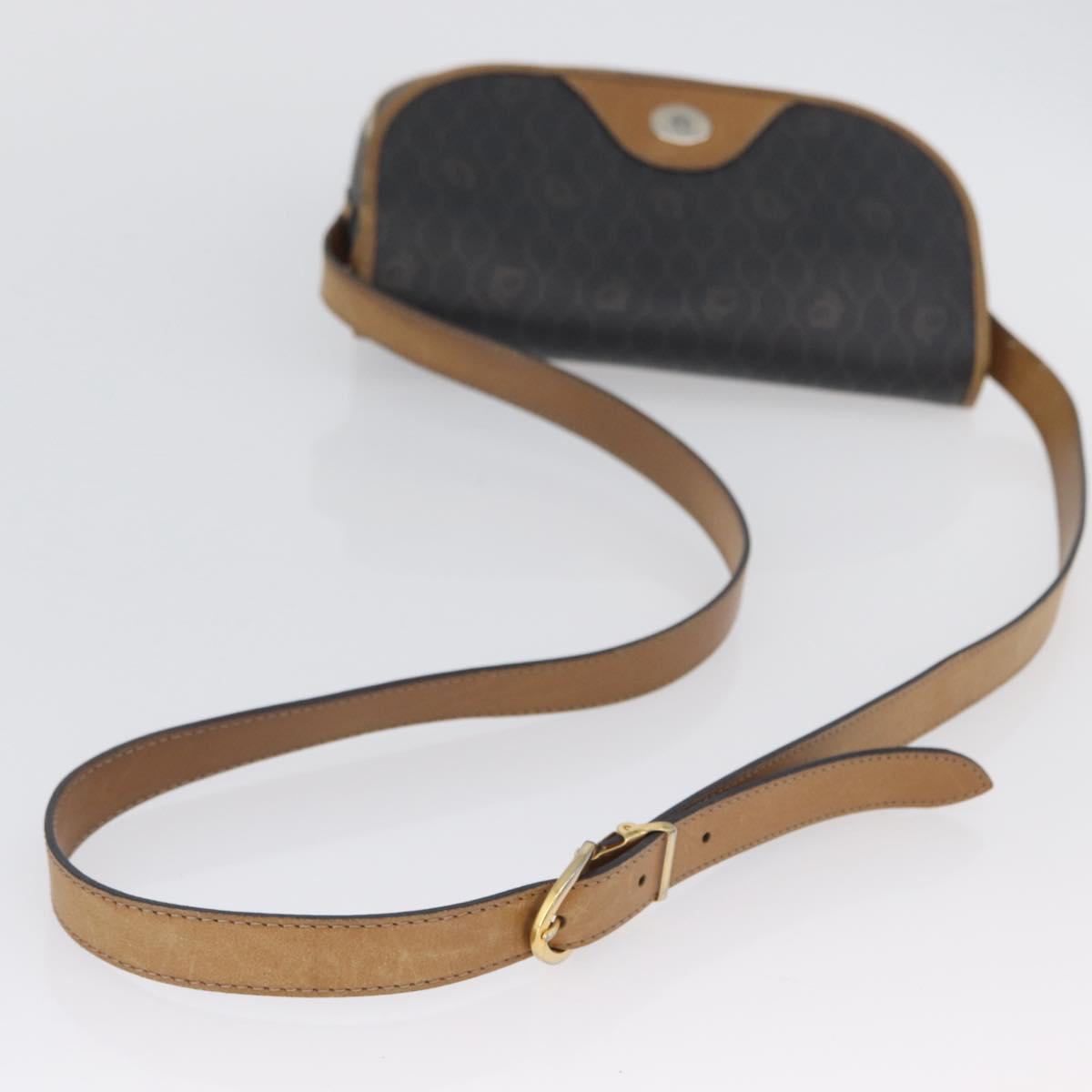 Christian Dior Honeycomb Canvas Shoulder Bag PVC Black Gold Auth fm5155