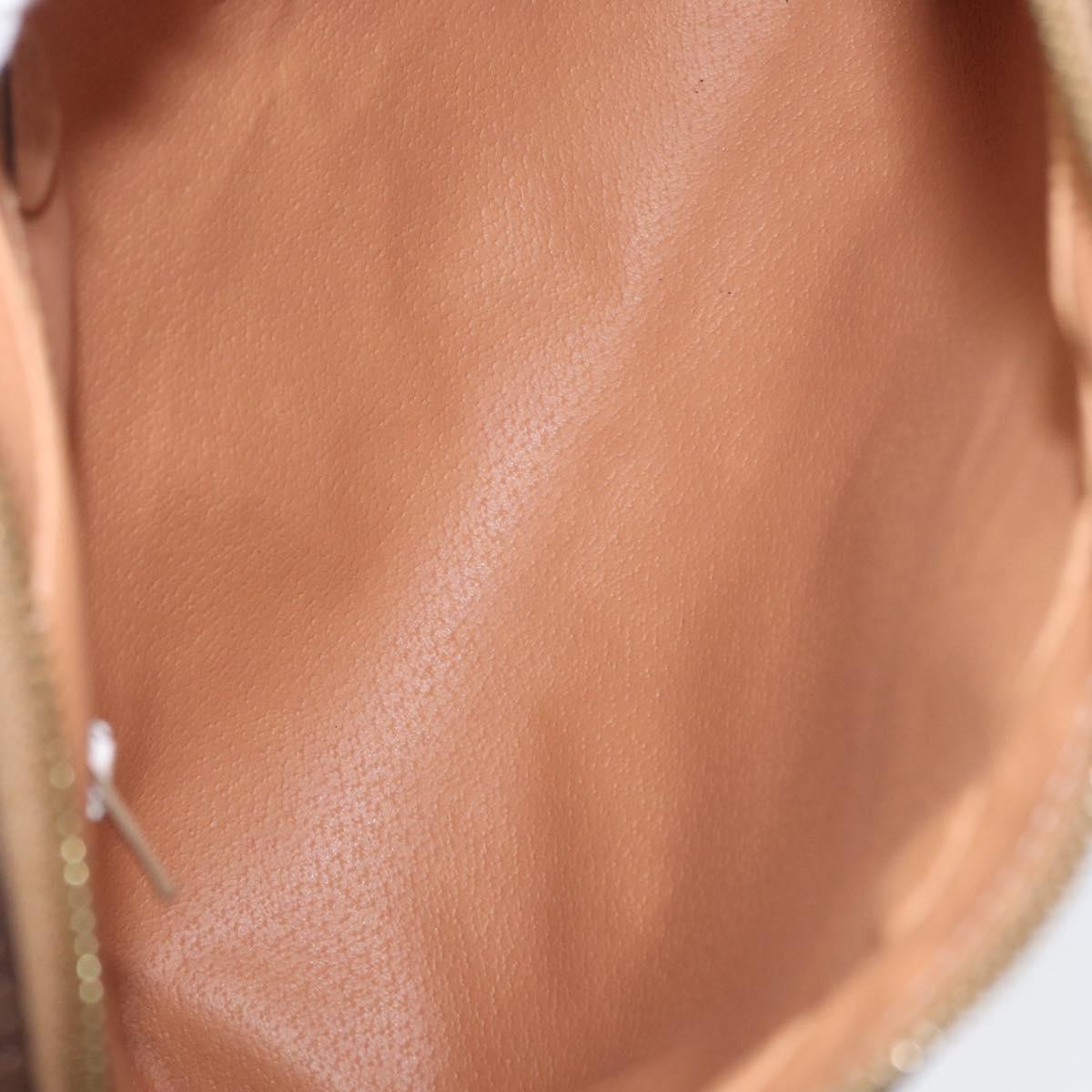 CELINE Macadam Canvas Pouch PVC Leather Brown Gold Auth fm5156