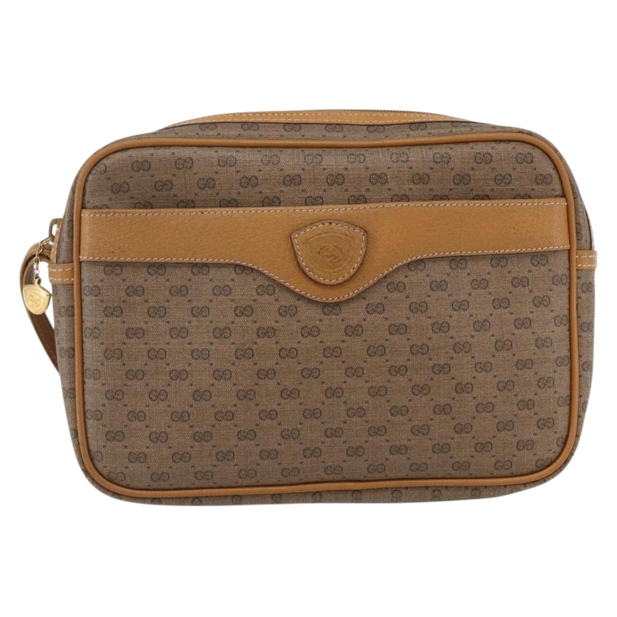 GUCCI Micro GG Supreme Clutch Bag PVC Beige Gold 014 58 0097 Auth fm5160