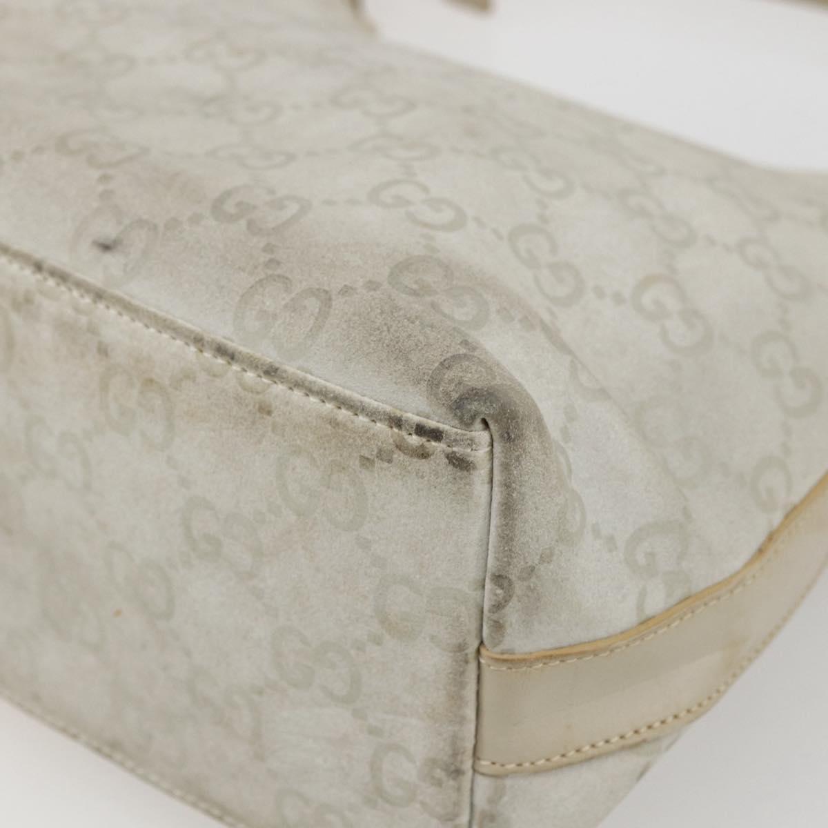 GUCCI GG Canvas Guccissima Bag Suede Light Beige Silver 000 0602 Auth fm5161