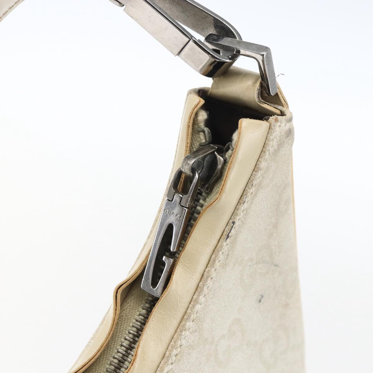 GUCCI GG Canvas Guccissima Bag Suede Light Beige Silver 000 0602 Auth fm5161