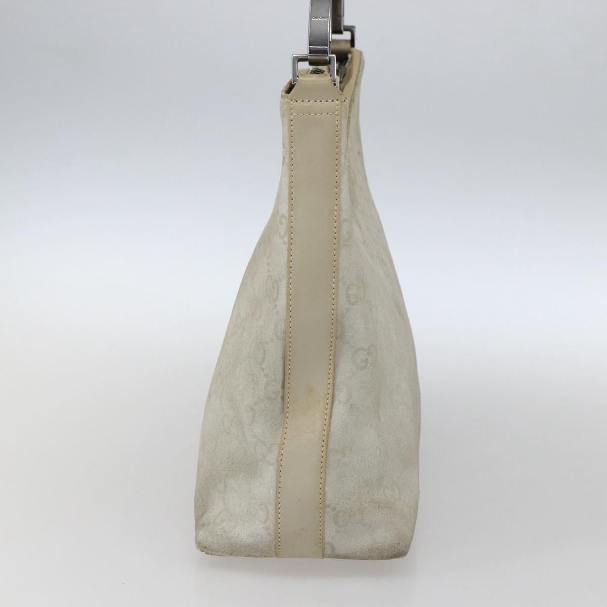 GUCCI GG Canvas Guccissima Bag Suede Light Beige Silver 000 0602 Auth fm5161