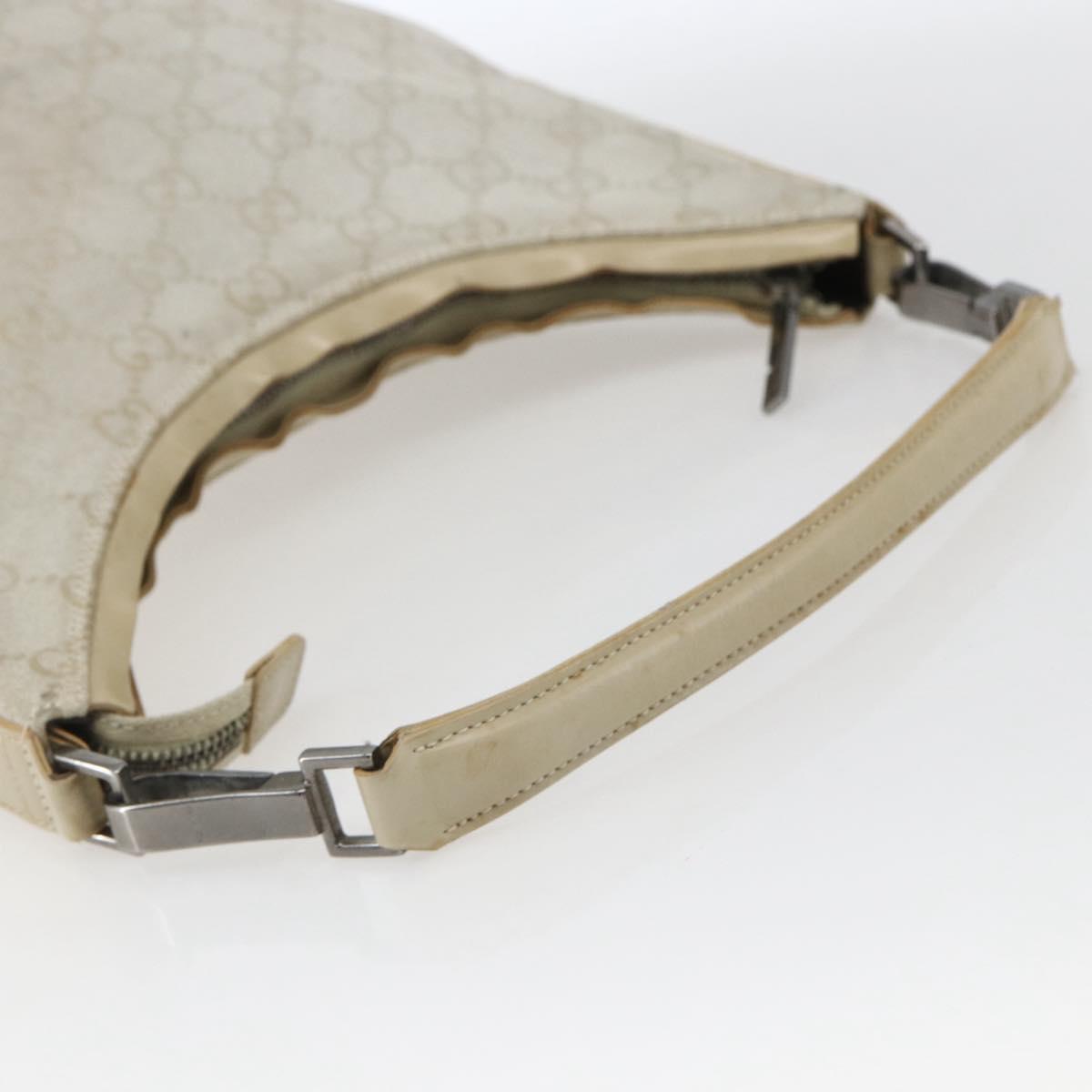 GUCCI GG Canvas Guccissima Bag Suede Light Beige Silver 000 0602 Auth fm5161