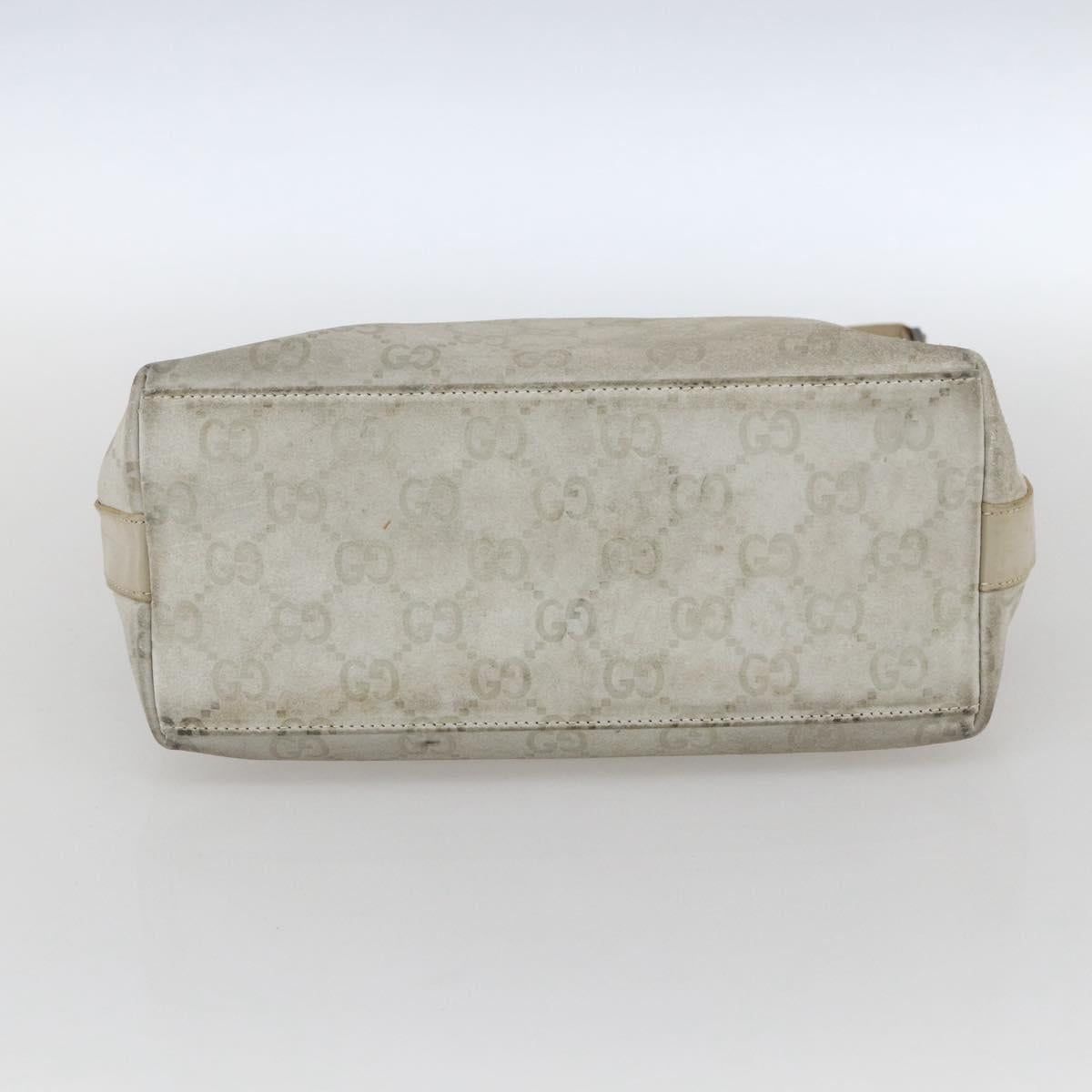 GUCCI GG Canvas Guccissima Bag Suede Light Beige Silver 000 0602 Auth fm5161