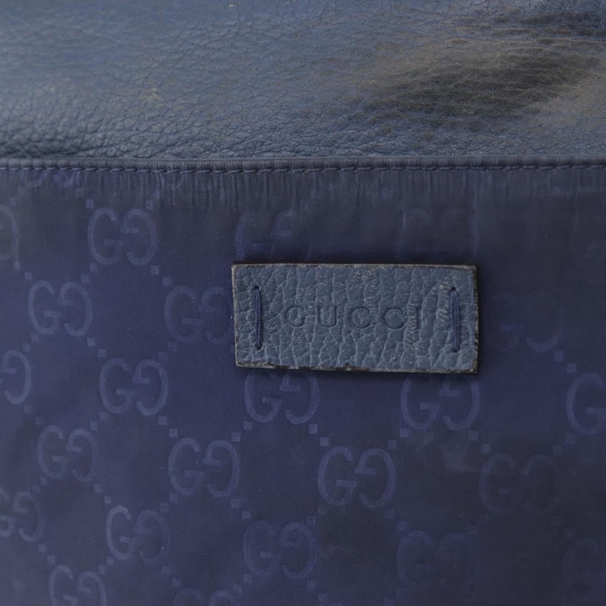 GUCCI GG Canvas Shoulder Bag Nylon Leather Blue Silver 510342 Auth fm5162