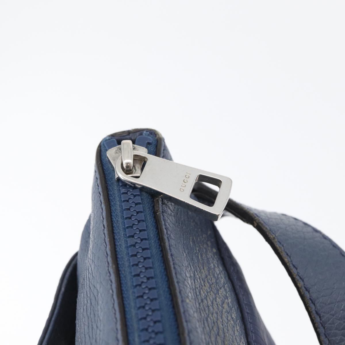 GUCCI GG Canvas Shoulder Bag Nylon Leather Blue Silver 510342 Auth fm5162