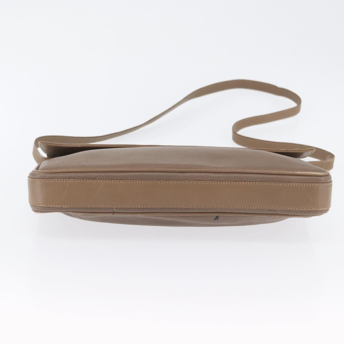 GUCCI Shoulder Bag Leather Beige Gold Auth fm5163
