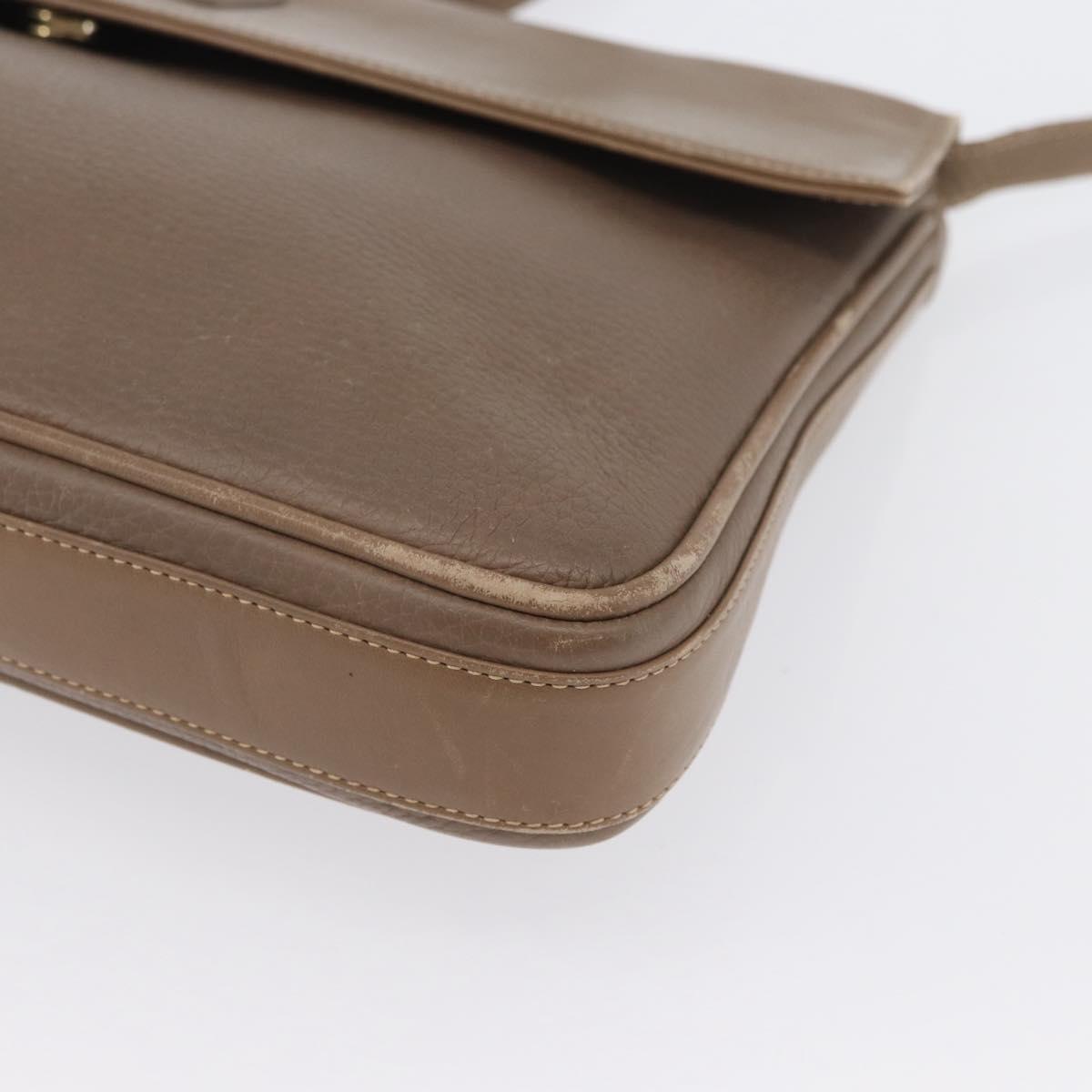 GUCCI Shoulder Bag Leather Beige Gold Auth fm5163