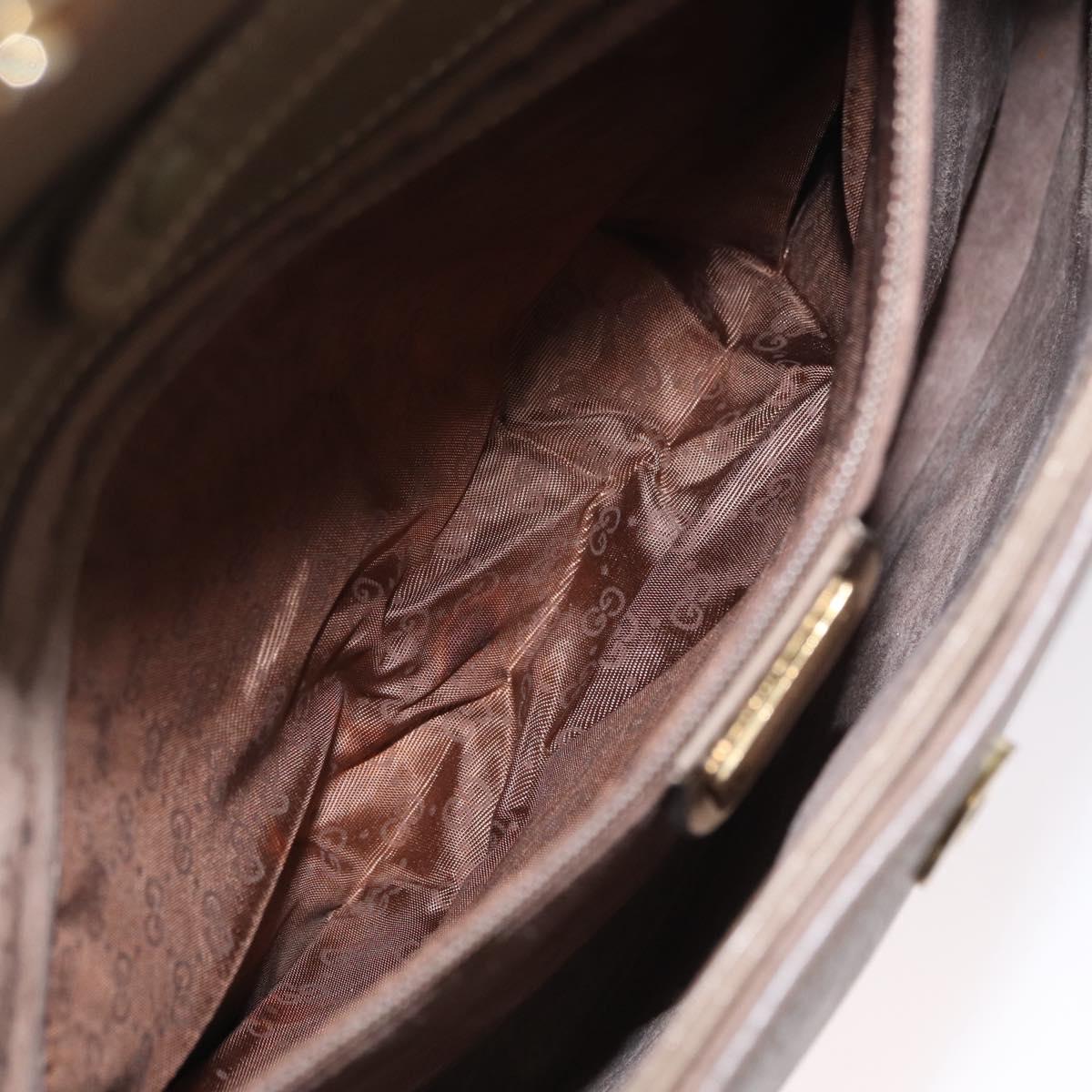 GUCCI Shoulder Bag Leather Beige Gold Auth fm5163