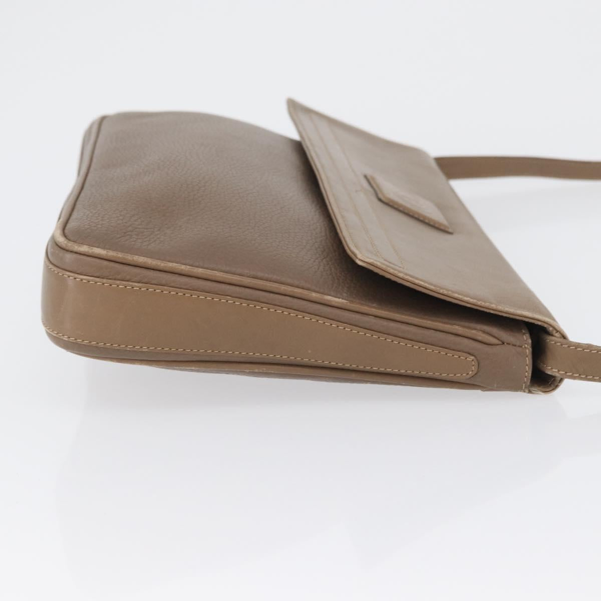 GUCCI Shoulder Bag Leather Beige Gold Auth fm5163