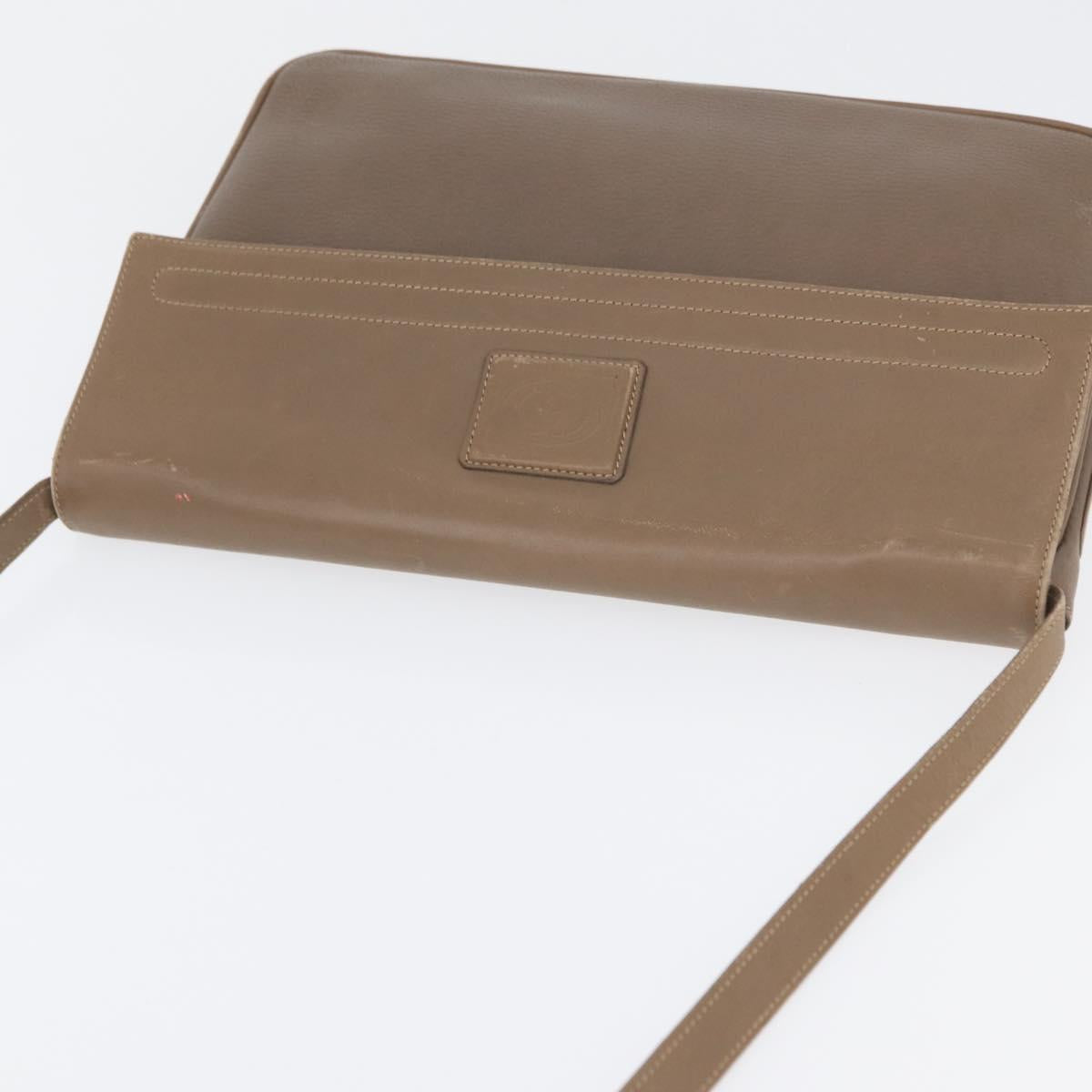 GUCCI Shoulder Bag Leather Beige Gold Auth fm5163