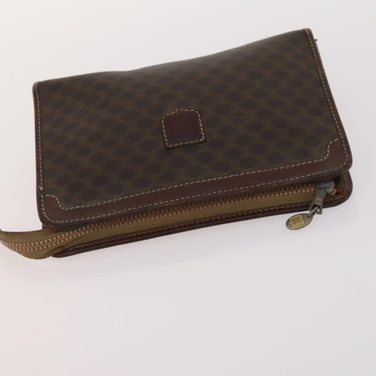 CELINE Macadam Canvas Bag PVC Leather 3 Set Brown Beige Auth fm5164