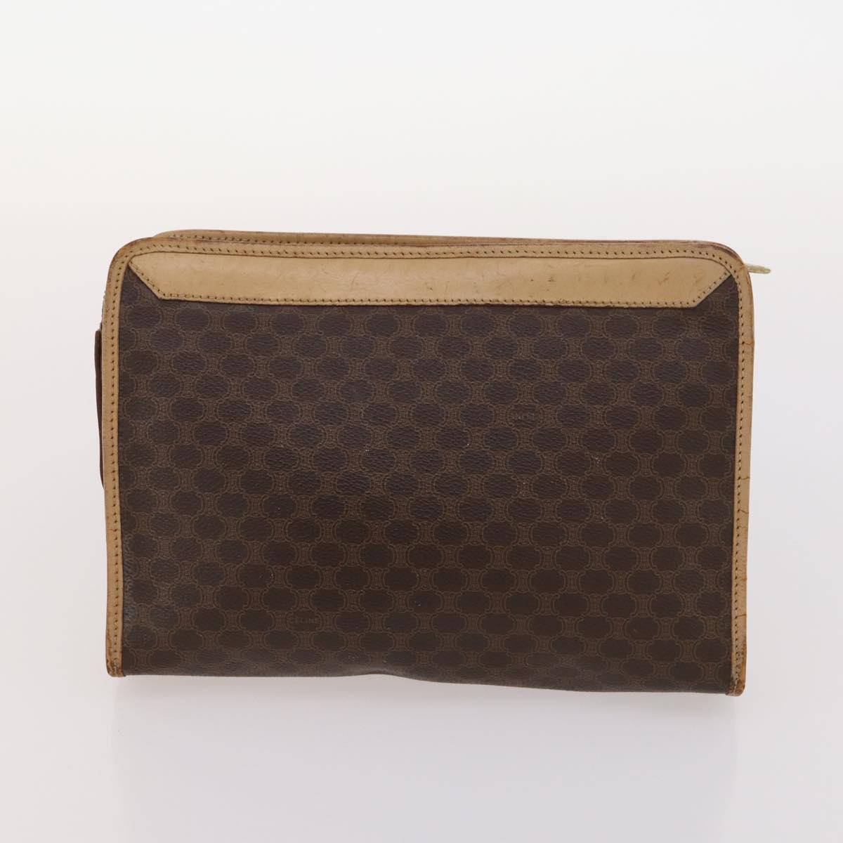 CELINE Macadam Canvas Bag PVC Leather 3 Set Brown Beige Auth fm5164