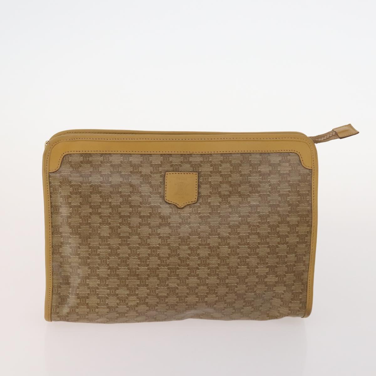 CELINE Macadam Canvas Bag PVC Leather 3 Set Brown Beige Auth fm5164