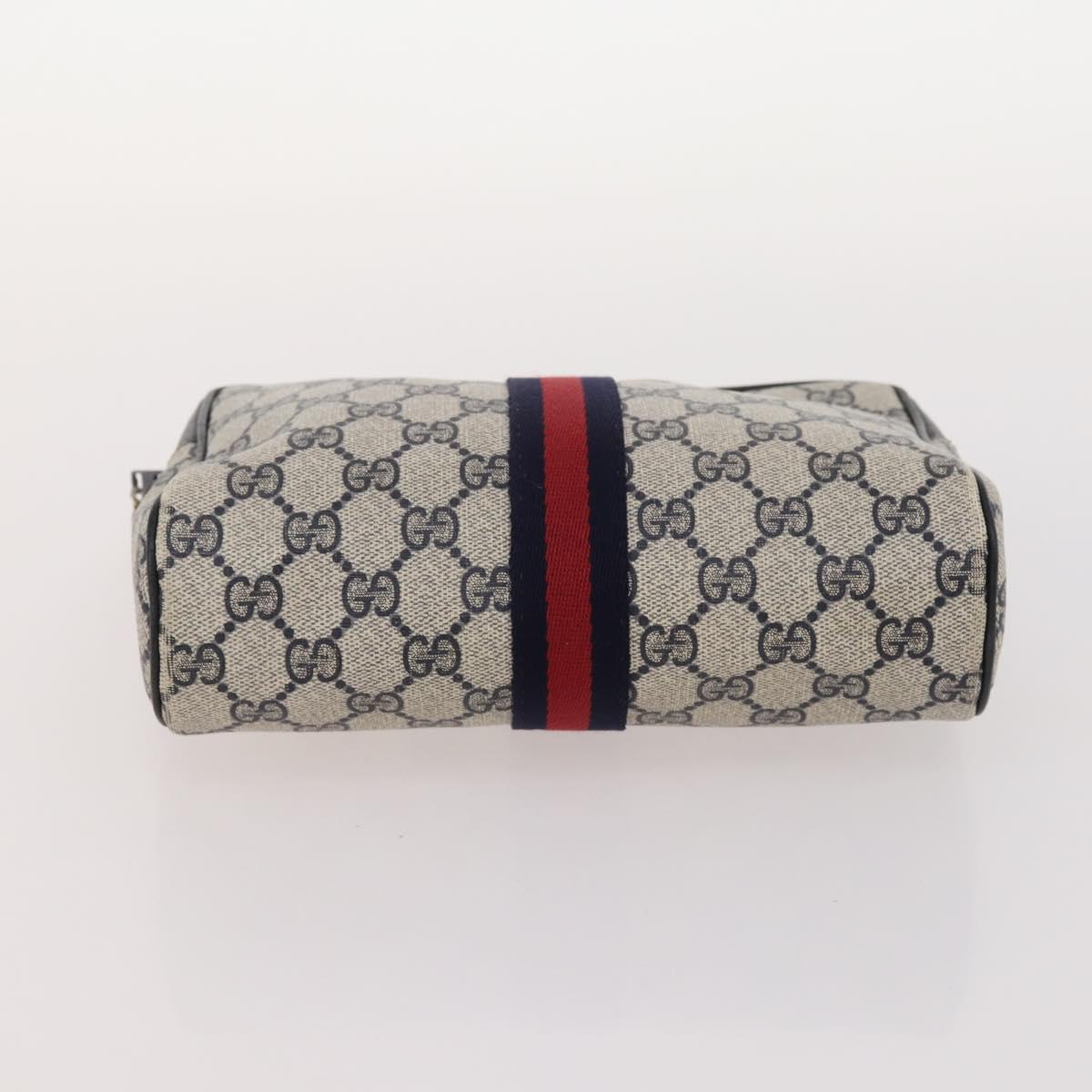 GUCCI GG Supreme GG Canvas Hand Bag PVC Canvas 2 Set Navy Beige Auth fm5165