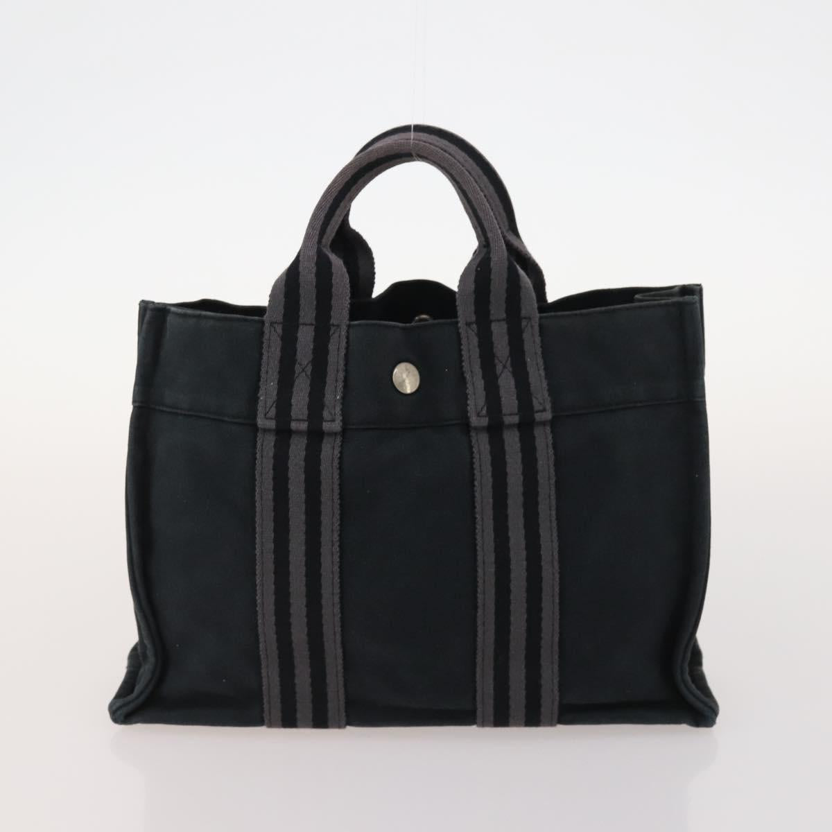 HERMES Fourre Tout Hand Bag Canvas 3 Set Orange Gray black Auth fm5167