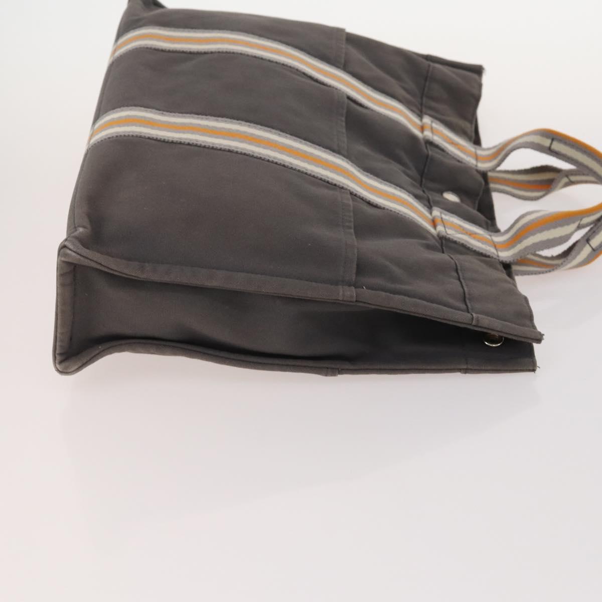 HERMES Fourre Tout Hand Bag Canvas 3 Set Orange Gray black Auth fm5167