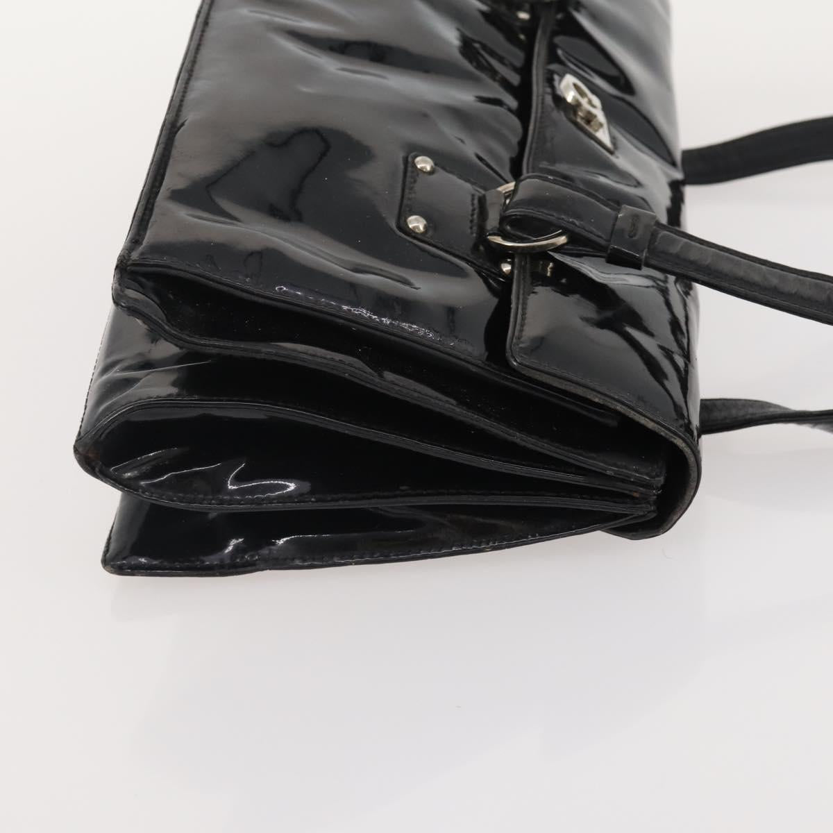 Salvatore Ferragamo Gancini Bag Patent Leather 3 Set Black Beige Auth fm5168