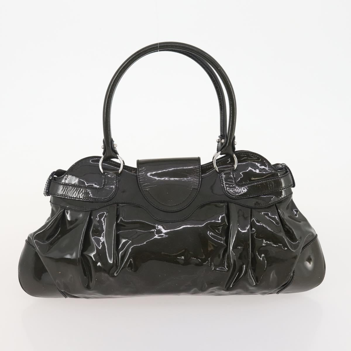 Salvatore Ferragamo Gancini Bag Patent Leather 3 Set Black Beige Auth fm5168