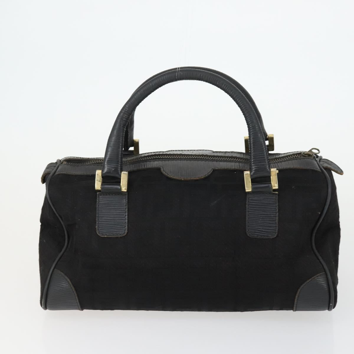 FENDI Zucchino Zucca Bag Nylon Leather PVC Canvas 2 Set Black Brown Auth fm5169