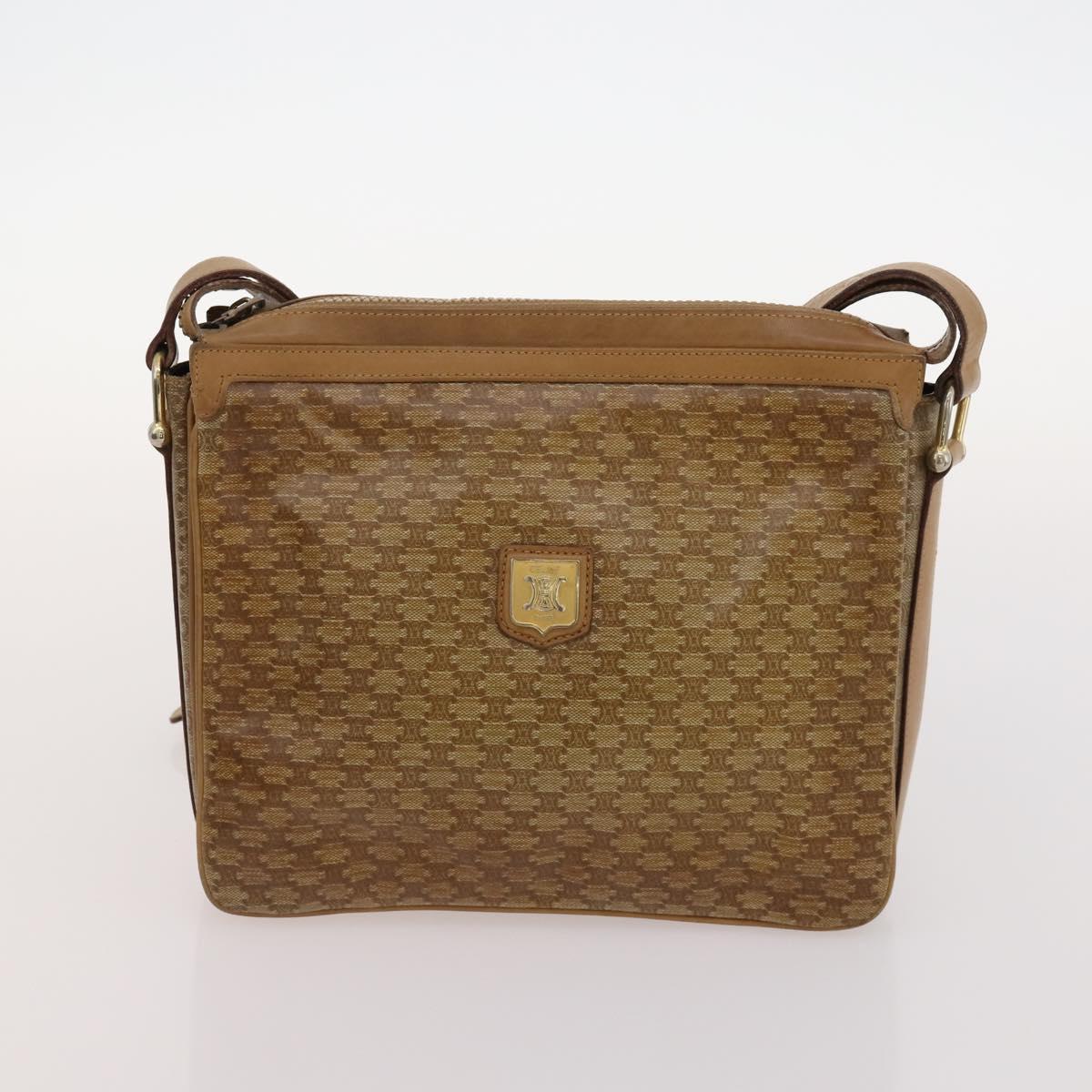 CELINE Macadam Canvas Bag PVC Leather 3 Set Brown Beige Navy Auth fm5170