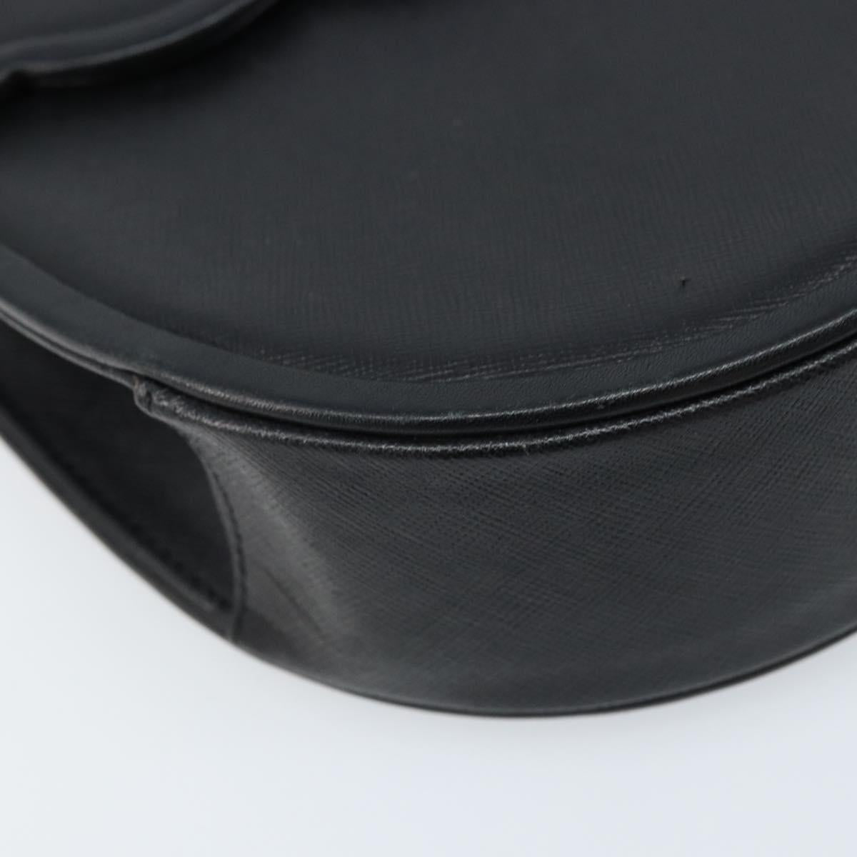 SAINT LAURENT Shoulder Bag Leather Black Gold Auth fm5171