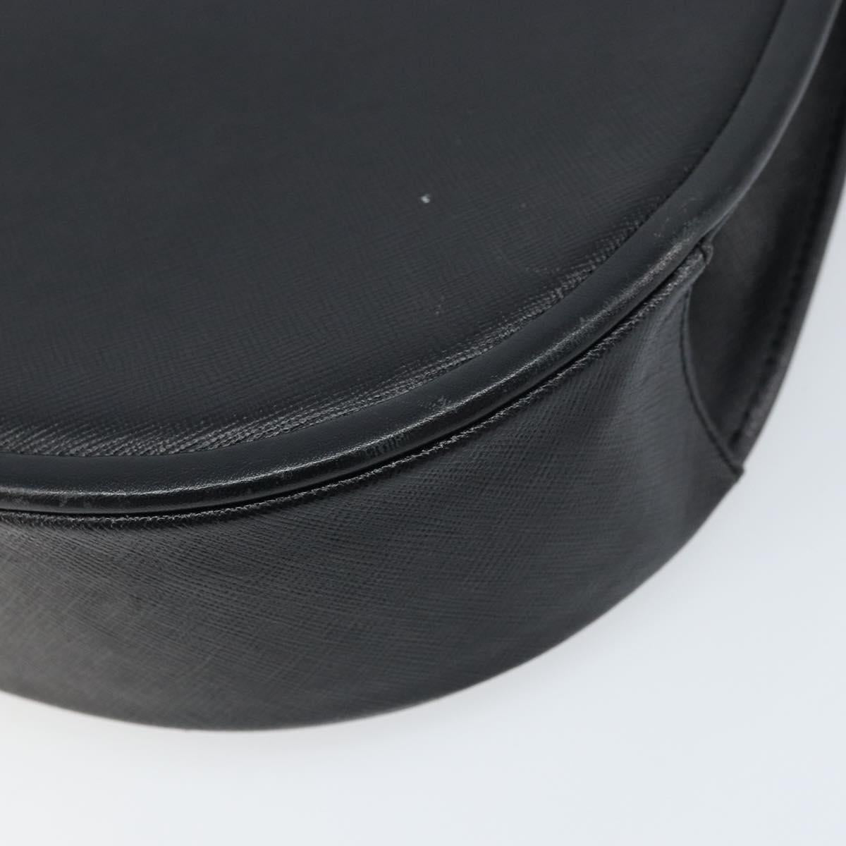 SAINT LAURENT Shoulder Bag Leather Black Gold Auth fm5171