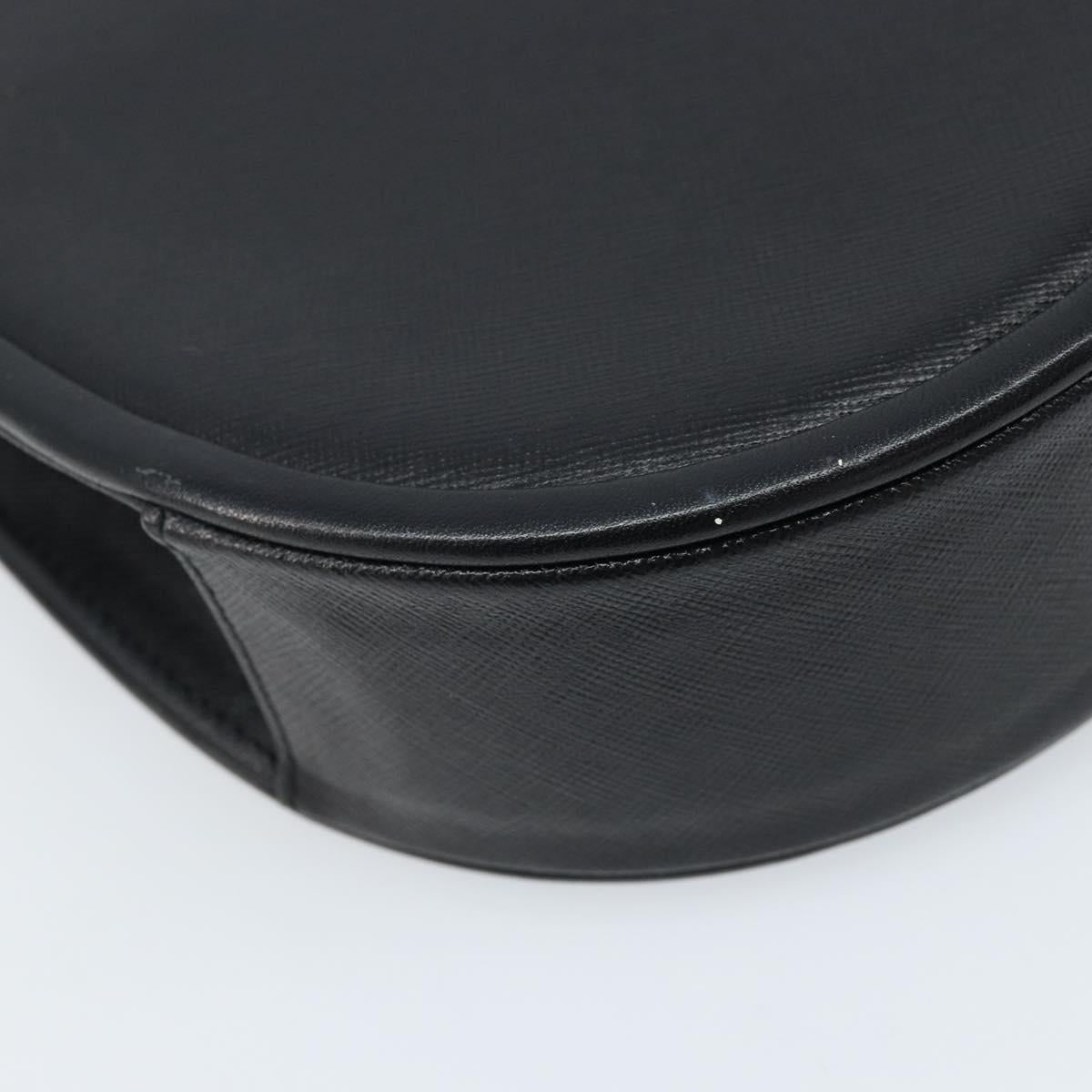 SAINT LAURENT Shoulder Bag Leather Black Gold Auth fm5171